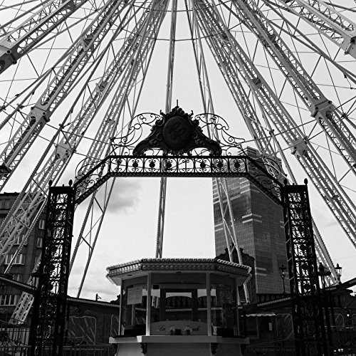 Brussels Print  Belgium Print  Belgium Photography  Black And White Print  Funfair  Cityscape  Ferris Wheel  Geometry Print  Travel Print