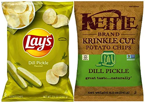 NEW Kettle Cooked Krinkle Cut Potato Chips  Dill Pickle  Bonus Lays Dill Pickle  Kettle Lays  2