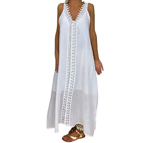 Kaitobe Womens Boho Dresses for Summer Sleeveless Lace V-Neck Slit Long Maxi Dress Casual Loose Beach Sundress Kaitobe Womens Boho Dresses for Summer Sleeveless Lace V-Neck Slit Long Maxi Dress Casual Loose Beach Sundress