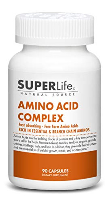 Amino Acid Complex - Fast Absorbing and Free Form Essential and Branched Chain Amino Acids BCAAs Supports Muscle Growth Strength and Recovery Supplement - 90 Capsules Amino Acid Complex - Fast Absorbing and Free Form Essential and Branched Chain Amino Acids BCAAs Supports Muscle Growth Strength and Recovery Supplement - 90 Capsules