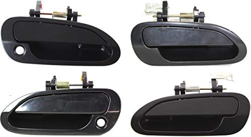 Exterior Door Handle Compatible with HONDA Accord 1998-2002 Front and Rear Door Handle Right Side and Left Side Set of 4 Outside Smooth Black Sedan Japan Usa Built