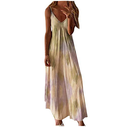 Kaitobe Womens Dresses Casual Summer Sundress Sleeveless Tie Dye Print Maxi Long Dress Loose Tunic Tank Dress Sundress