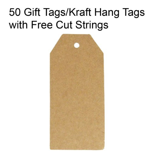 Wrapables 50 Gift Tags/Kraft Hang Tags with Free Cut Strings for Gifts Crafts and Price Tags, Original Tag