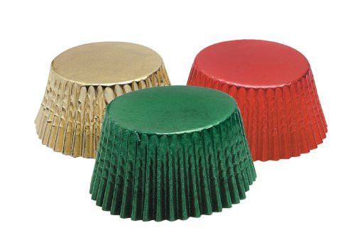 Fox Run 7102 Christmas Foil Bake Cup Set, Standard, 45 Cups, Green, Red & Gold