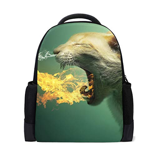 IMOBABY Kitty Fire Flaming Kitten Cat Eyes School Backpack for Boys Teens Bookbag Travel Daypack Kids Girls IMOBABY Kitty Fire Flaming Kitten Cat Eyes School Backpack for Boys Teens Bookbag Travel Daypack Kids Girls
