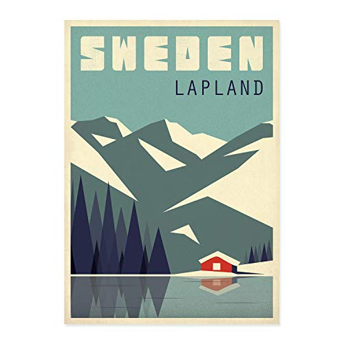 Sweden  Lapland  Travel poster  Mountains  Scandinavia  Scandinavian landscape  travel art print  tourist poster