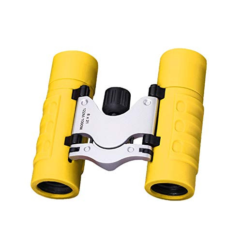 Hisoul Real Binoculars for Kids Gifts for 3-12 Years Boys Girls 8x21 High-Resolution Optics Mini Compact Binocular Toys Shockproof Folding Small Telescope for Bird Watching Travel  Camping  Yellow