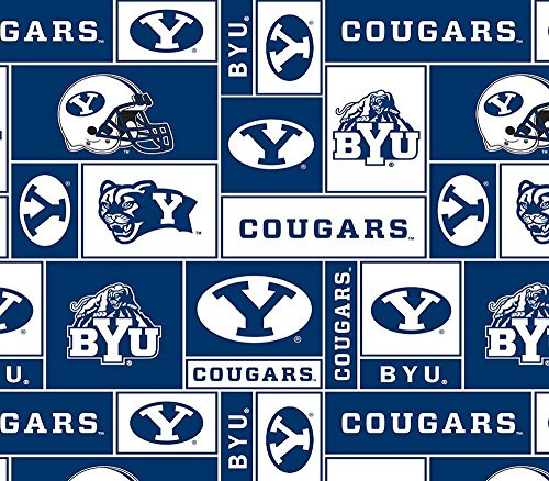 NCAA Brigham Young University BYU Cougars Block Edition Licensed Fleece Fabric NCAA Brigham Young University BYU Cougars Block Edition Licensed Fleece Fabric