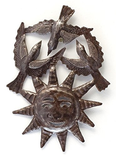 Garden Birds and Sun Decor  Unique Decorative Plaques  Recycle Metal Art  Haitian Metal 8 x 11 Inches Garden Birds and Sun Decor  Unique Decorative Plaques  Recycle Metal Art  Haitian Metal 8 x 11 Inches