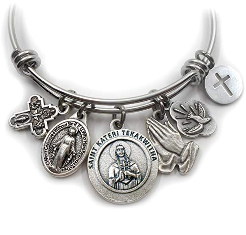 St. Kateri Tekakwitha Bangle Bracelet  Patron Saint Confirmation Gift