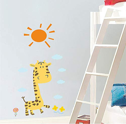 FYluck Giraffe Giraffe Sun Wall Sticker Children s Room Baby Kindergarten Bedroom Decoration Children Animal Poster Mural