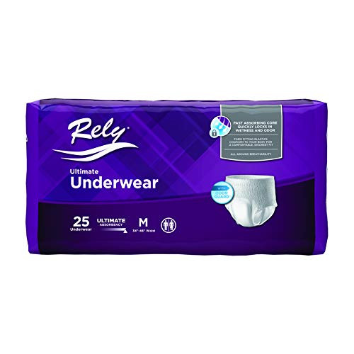 Rely® Ultimate Protective Underwear  Disposable  Ultimate Absorbency  Medium  34 inch - 46 inch   25 Count