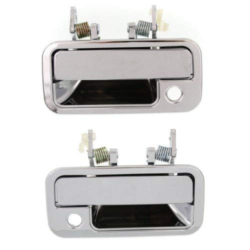 Exterior Door Handles compatible with Set of 2 Front Left and Right Side Plastic bezel metal lever Chrome W Keyhole