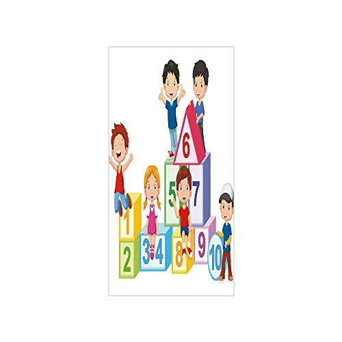 3D Decorative Film Privacy Window Film No Glue Educational Happy Kids Boys and Girls with Number Blocks Triangle Rectangle and Square Decorative Multicolor for Home and Office