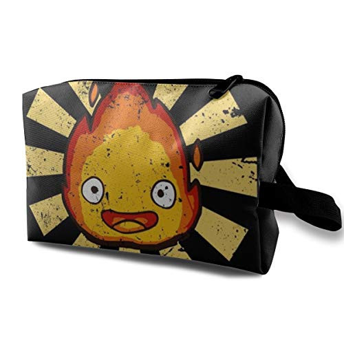 Makeup Bag Cosmetic Pouch Calcifer Retro Japanese Multi-Functional Bag Travel Kit Storage Bag