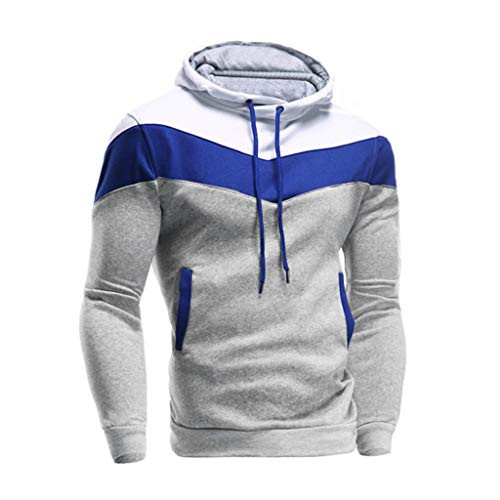 Fanteecy Mens Slim Fit Hoodie Color Block Pullover Hooded Sweatshirt Outwear Hoodies with Kanga Pocket  M  Gray A