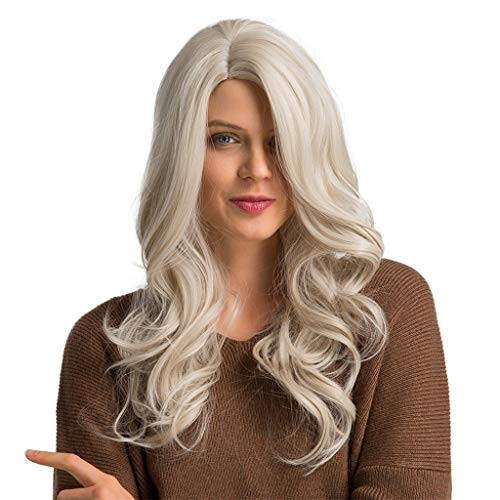 Iusun Wigs 22   Women s Full Front Long Wave White Heat Resistant Synthetic Wigs Long Curly Full Hair Cosplay Costume Wigs Daily Party Anime Hair Wig High Temperature Fiber  White Iusun Wigs 22   Women s Full Front Long Wave White Heat Resistant Synthetic Wigs Long Curly Full Hair Cosplay Costume Wigs Daily Party Anime Hair Wig High Temperature Fiber  White