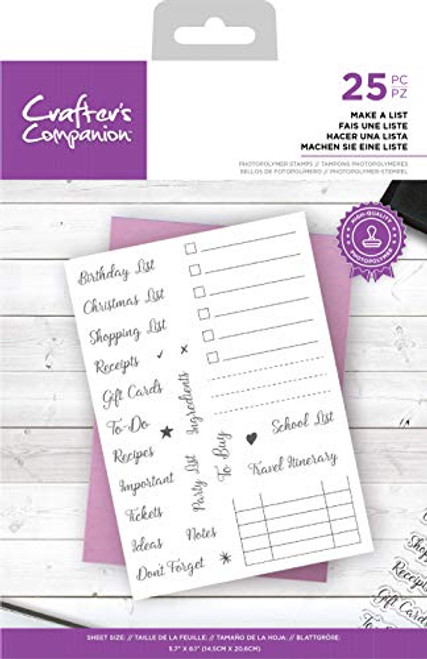 Crafters Companion CC-STP-Mali Ultimate Organiser Photopolymer Stamp-Make a List One Size Clear Crafters Companion CC-STP-Mali Ultimate Organiser Photopolymer Stamp-Make a List One Size Clear