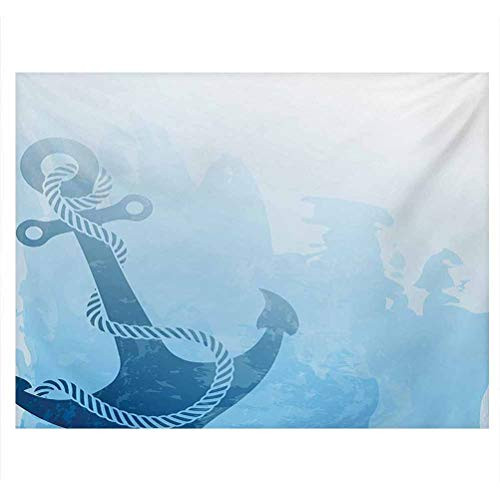 Nautical Seabed World Backdrop Monochrome Anchor Illustration Deep Down in The Sea Bottom Be Strong and Stable Background Sticker Pale Blue W24 x L12 Inch
