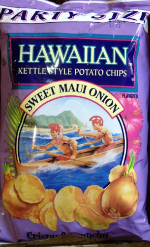 Hawaiian  Kettle Style Potato Chips  Sweet Maui Onion  Party Size  16oz Bag  Pack of 2