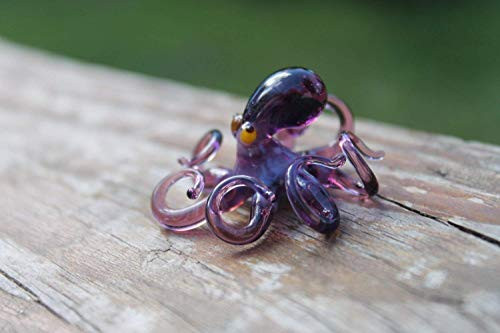 Small Glass Octopus Sculpture Art Collectible Artglass Lampwork animal Figurines Miniature Octopus Little Glass Animals Murano Gift Blown