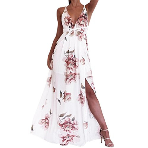 Summer Beach Sundress Balakie Womens Sleeveless Evening Party Floral Long Maxi Dress XL White Summer Beach Sundress Balakie Womens Sleeveless Evening Party Floral Long Maxi Dress XL White