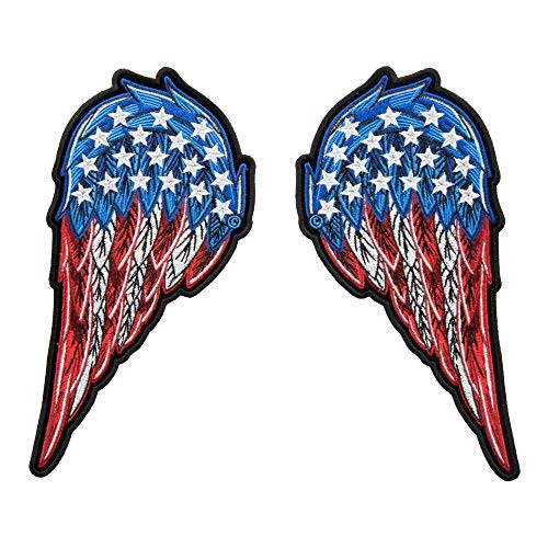 PatchStop US Flag Angel Wings RWB Iron On Patches for Clothing Jeans - 4.25x9in Medium DIY Sew On Patch for Jackets Bags - Embroidered Patriotic Decorative Wings Patches
