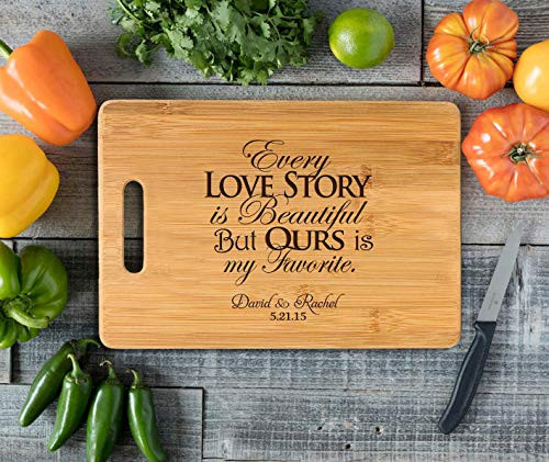 Personalized Cutting Board Engraved Chopping Board Handle Love Story