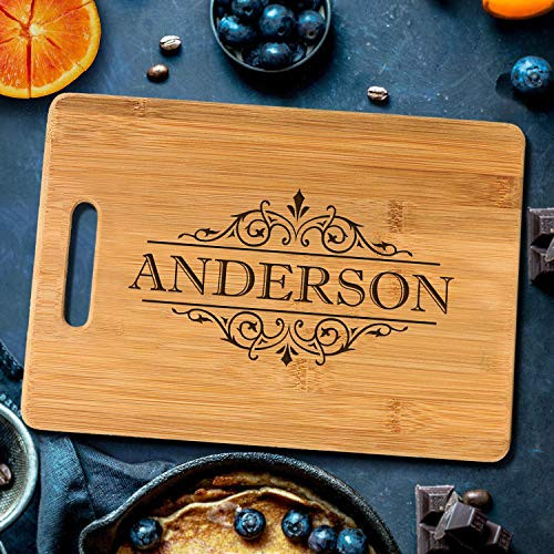 Personalized Cutting Board Engraved Chopping Board Handle Vine Name