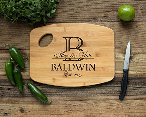 Personalized Cutting Board Engraved Chopping Board Handle Initial Family