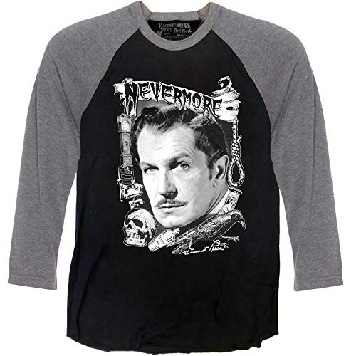 kreepsville 666 Vincent Price Nevermore 3 4 Sleeve Raglan Tshirt  Medium
