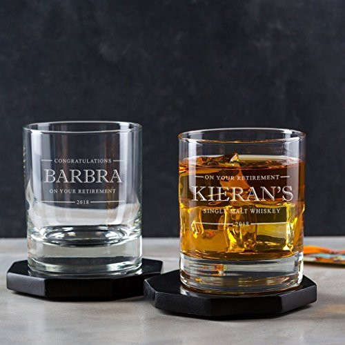 Personalized Whiskey Glass - Personalized Retirement Gifts for Men - Personalised Retirement Gifts - Coworker Leaving Gifts - Customized Retirement Gifts