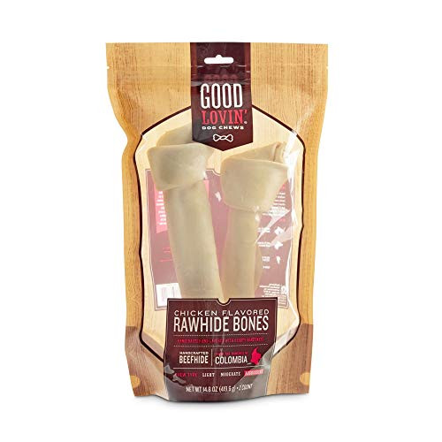 Good Lovin  Chicken Flavored Rawhide Bone Dog Chews  11-inch  Pack of 2  14.8 OZ