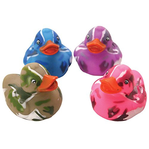 Lot Of 12 Assorted Color Camouflage Rubber Ducks Duckies