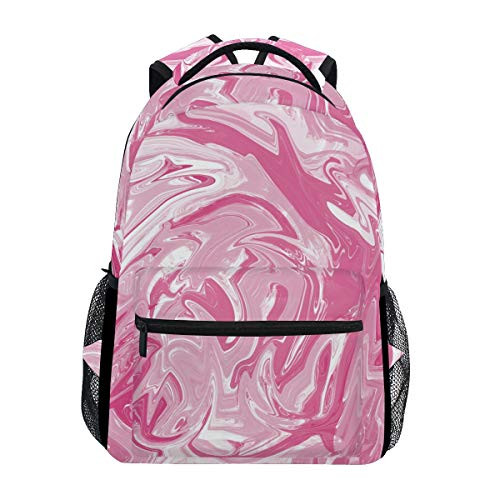 Brighter Pink Marble Print Backpack Students Shoulder Bags Travel Bag College School Backpacks