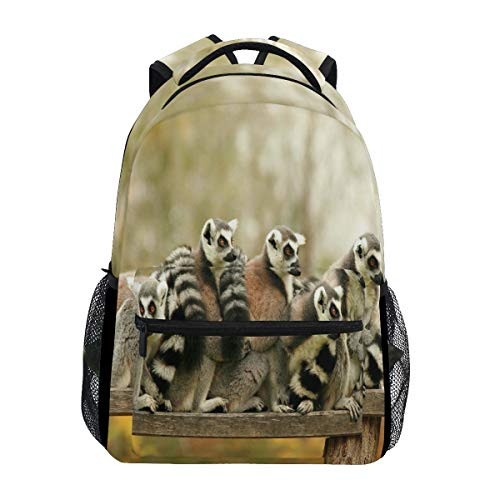 Brighter Primate Madagascar Lemur Aquatic Animals Backpack Students Shoulder Bags Travel Bag College School Backpacks for Men and Women