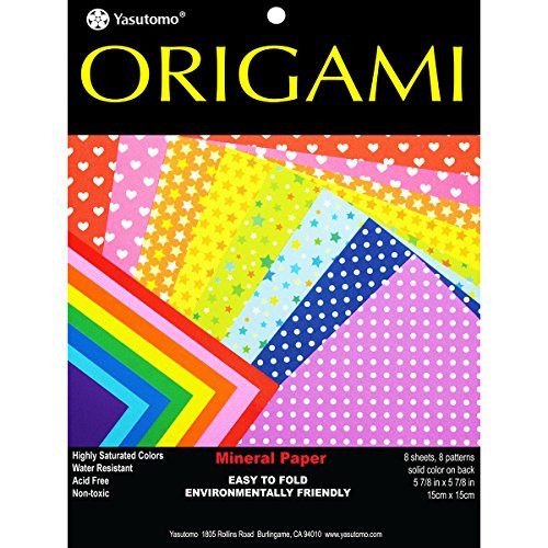 Yasutomo Fold 'Ems Origami Paper (8 Pack), Dots and Solids, 5.875", Assorted Colors Yasutomo Fold 'Ems Origami Paper (8 Pack), Dots and Solids, 5.875", Assorted Colors