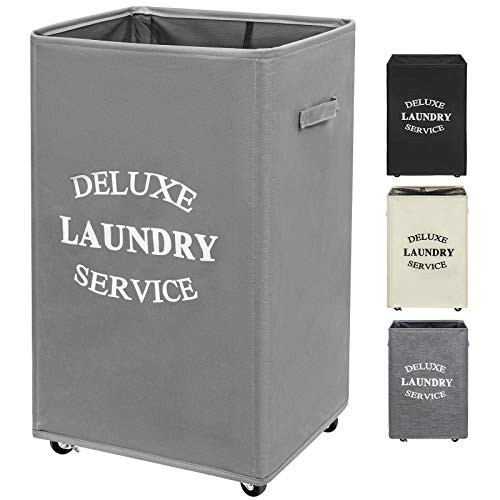 ZERO JET LAG 90L Large Laundry Hamper on Wheels Rolling Basket Dirty Clothes Hamper Organizer Tall with Handles Collapsible Storage Bins Bathroom Bedroom  Grey