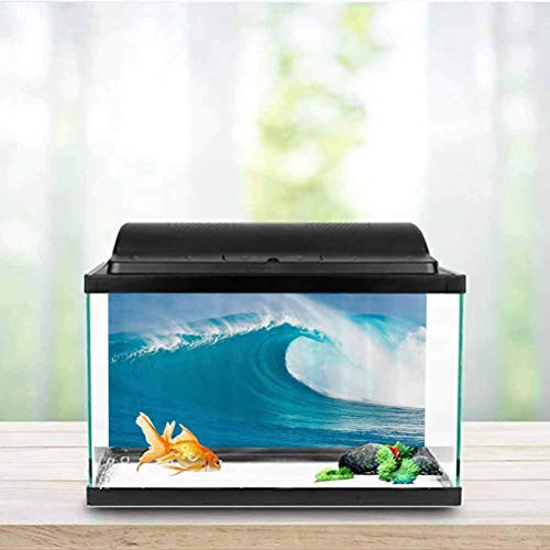 Ocean Decor Collection Aquarium Wallpaper Background Scene of a Clean Big Sea Wave Moving Against Strong Wind View Pattern Multiple Sizes Blue Aqua White W24 x L16 Inch