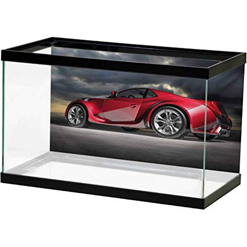 Cars Underwater World Backdrop Modern Red Sports Car on Dramatic Sky Backdrop with Dark Cloudscape Strong Engine Glass Sticker Red Grey Black L24 X H12 Inch Cars Underwater World Backdrop Modern Red Sports Car on Dramatic Sky Backdrop with Dark Cloudscape Strong Engine Glass Sticker Red Grey Black L24 X H12 Inch
