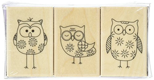 Hero Arts Owl Trio Woodblock Stamp Set