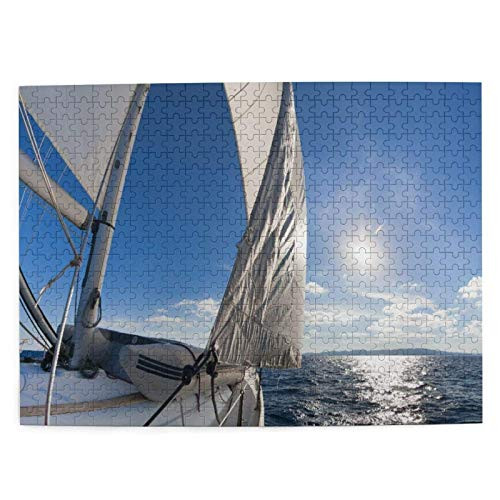 Lidanie 500 Pieces Art Picture Wooden Jigsaw Puzzle Sailing Boat in The Sea Maritime Speedy Beaming Sun Reflections Lifestyle Theme Jigsaw Puzzles for Adults Teens Lidanie 500 Pieces Art Picture Wooden Jigsaw Puzzle Sailing Boat in The Sea Maritime Speedy Beaming Sun Reflections Lifestyle Theme Jigsaw Puzzles for Adults Teens