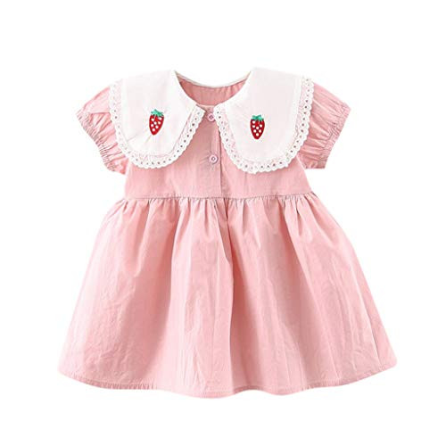 KONF Baby Girls Sundress  Toddler Baby Kid Girl Strawberry Peter Pan Collar Dress Princess Dresses Clothes KONF Baby Girls Sundress  Toddler Baby Kid Girl Strawberry Peter Pan Collar Dress Princess Dresses Clothes