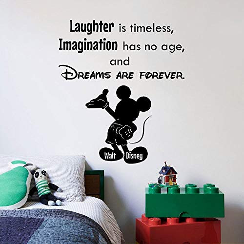 Dreams are Forever Quote Mickey Walt Disney Cartoon Quotes Wall Sticker Art Decal for Girls Boys Room Bedroom Nursery Kindergarten Fun Home Decor Stickers Wall Art Vinyl Decoration Size  40x40 inch