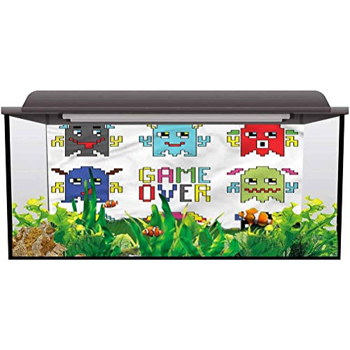 bybyhome Tank Background Poster Backdrop Decoration Paper 90s Pixel Robot Emotion Easy to Apply and Remove L24 X H12 Inch