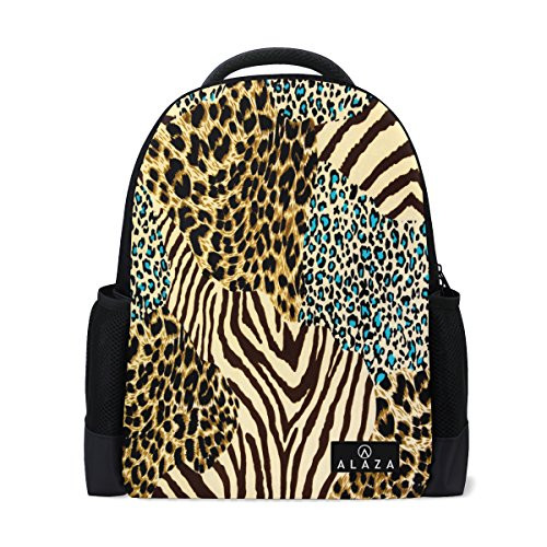 Use4 Zebra Tiger Print Abstract Polyester Backpack School Travel Bag