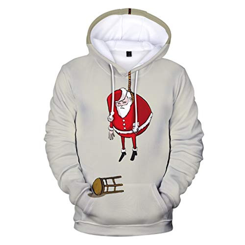 Christmas Hoodie Women Men Print Long Sleeve Sweatshirt Ugly Pullover Tops Gray