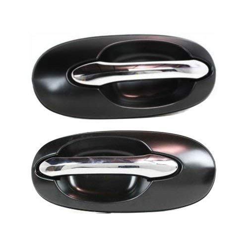 Exterior Door Handle compatible with 2002-2005 Kia Sedona EX Set of 2 Rear Left and Right Side Plastic Primed Bezel W Chrome Lever