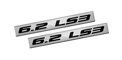 ERPART 6.2 LS3 Black on Silver Highly Polished Real Aluminum Emblems  Pack of 2