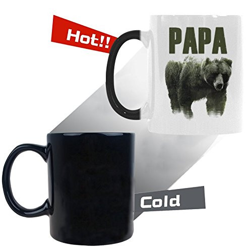 WECE Surprise Gift Color Changing Coffee Mug Bear Mugs - Papa Bear Mug Funny Magic Heat Morphing Cup -11 ounce
